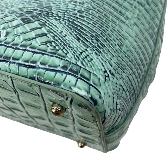 Brahmin Large Duxbury Satchel Bag Biscay Melbourne Blue Green Leather Croc - Picture 8 of 12